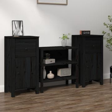 Vidaxl Ormarići, 2 kom, Crni, 40x35x80 cm, Masivni borov drvo