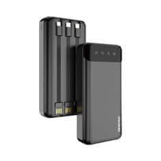 DUDAO K6Pro+ Power Bank 20000mAh 2x USB + kabel USB-C / Lightning / Micro USB, crno