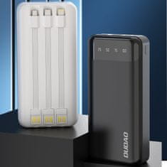 DUDAO K6Pro+ Power Bank 20000mAh 2x USB + kabel USB-C / Lightning / Micro USB, bijela