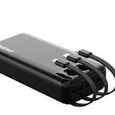DUDAO K6Pro+ Power Bank 20000mAh 2x USB + kabel USB-C / Lightning / Micro USB, crno