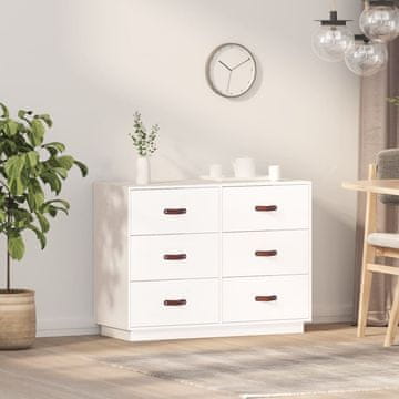 Vidaxl Komoda s ladicama, bijela, 100x40x75 cm, masivno borovo drvo