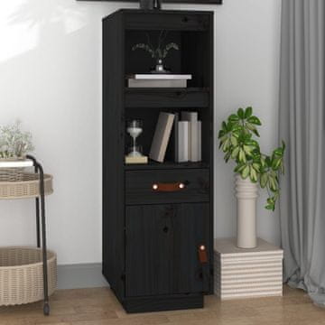 Vidaxl Komoda crna 34x40x108,5 cm masivni borov drvo