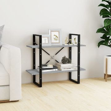 Vidaxl Biblioteka s 2 police, siva sonoma hrast, 80x30x70 cm