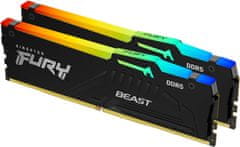 Kingston FURY Beast RGB RAM memorija, 64 GB, 5600 MHz, DDR5, CL40, DIMM, 2 kom (KF556C40BBAK2-64)