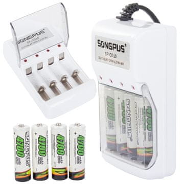 Verkgroup Univerzalni punjač za 4 AA i AAA baterije + 4700mAh baterije GRATIS