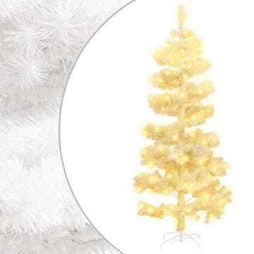 Vidaxl Spiralna božićna jelka s lampicama i postoljem bijela 150 cm PVC