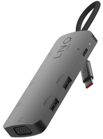 Linq priključna stanica, 7 u 1, USB-C, MST za 3 ekrana, HDMI, DP, mDP, VGA, 2x USB-A, crna (LQ48019)