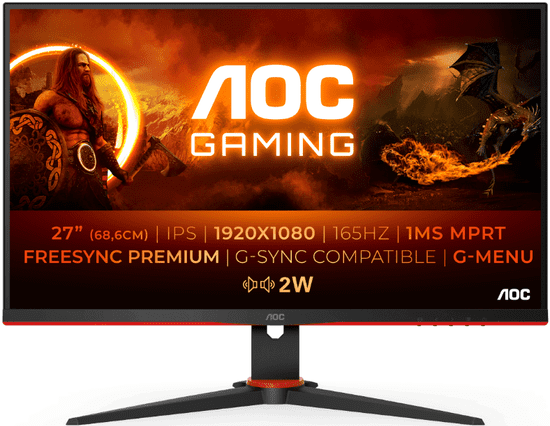 AOC 27G2SPAE monitor, gaming, IPS, 68,58 cm (27), 165 Hz, crna (27G2SPAE/BK)