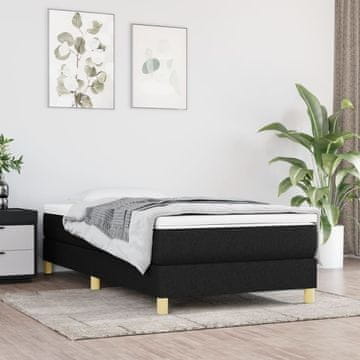 Vidaxl Krevet s oprugom i madracem, crni, tkanina 90x190 cm