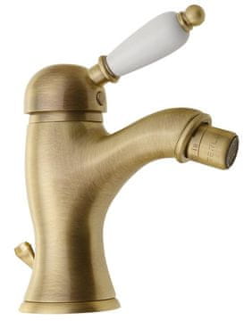 SAPHO KIRKÉ WHITE retro umivaonička slavina s bijelom ručkom, brončana završna obrada