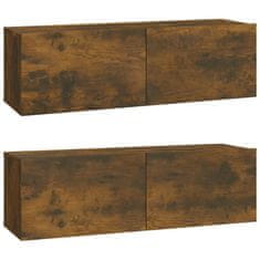 Vidaxl Zidni TV ormarići, 2 kom, dimljeni hrast, 100x30x30 cm