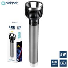 Platinet PAF07 ručna LED svjetiljka, 2u1, punjiva baterija, moderan izgled, siva