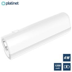 Platinet PAF7773 ručna LED svjetiljka, 2u1, punjiva baterija, moderan izgled, bijela