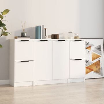 Vidaxl Ormarići, 3 kom, Bijeli, Materijal na bazi drveta