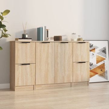 Vidaxl Ormarići, 3 kom, Sonoma hrast, materijal na bazi drveta