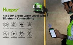Huepar 2600mAh 16 Line Construction Zelena laserska nibela Bluetooth + daljinski
