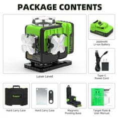 Huepar 2600mAh 16 Line Construction Zelena laserska nibela Bluetooth + daljinski
