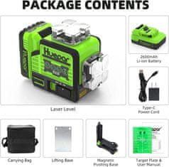 Huepar 10,8V univerzalna PRO 8 redova zelena laserska nivelira bluetooth