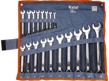 Extol Premium Kombinirani ključevi (6734) kombinirani ključevi, set od 18 komada, 6-7-8-9-10-11-12-13-14-16-17-18-19-21-22-24-27-30 mm, potpuno polirani, CrV