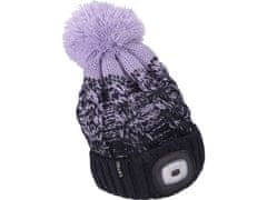 Extol Light LED svjetlosni šešir 43466 kapa s naglavnom svjetiljkom 4x45lm, USB punjenje, tamnoplava/ljubičasta s pompomom, univerzalna veličina