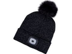 Extol Light Šešir s naglavnom lampom 43196 šešir s naglavnom lampom 4x45lm, punjiv, USB, crni sa šljokicama i pompom, univerzalna veličina