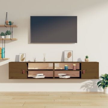 Vidaxl Zidni ormarići, 2 kom, medeno smeđa, 80x30x30 cm, masivni bor
