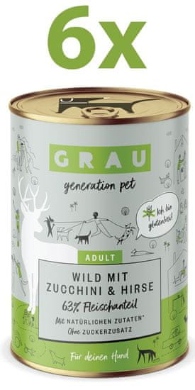 Grau GP Adult konzerva za pse, divljač & tikvice & proso, 6 x 400 g