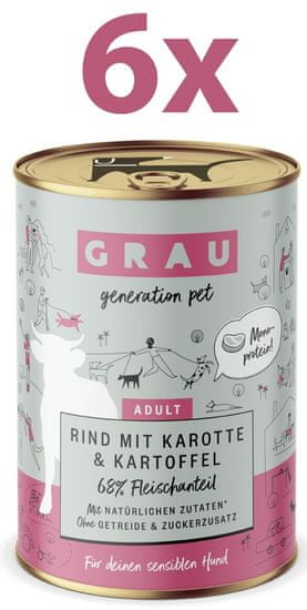 Grau GP Adult konzerva za pse, govedina & mrkva & krumpir, 6 x 400 g