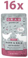 GP Adult vlažna hrana za mačke, piletina & teletina, 16 x 125 g