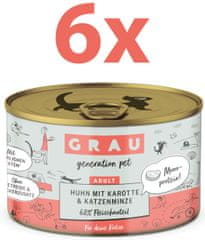 Grau GP Adult konzerva za mačke, piletina & mrkva & mačja metvica, 6 x 200 g