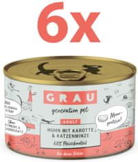 Grau GP Adult konzerva za mačke, piletina & mrkva & mačja metvica, 6 x 200 g