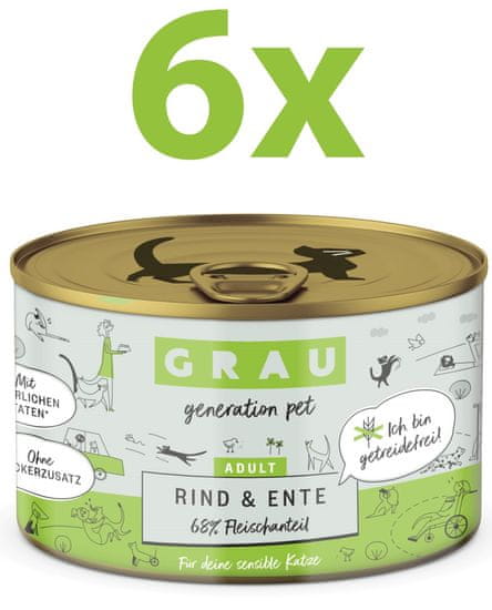 Grau GP Adult konzerva za mačke, govedina & patka, 6 x 200 g
