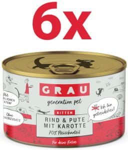 GP Kitten konzervirana hrana za mačke, govedina & puretina & mrkva, 6 x 200 g