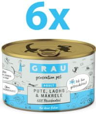 Grau GP Adult konzerva za mačke, puretina & losos & skuša, 6 x 200 g