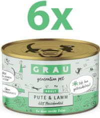 Grau GP Adult konzerva za mačke, puretina & janjetina, 6 x 200 g