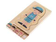 Ikonka Aga Drvene puzzle Montessori dijelovi tijela Dječak