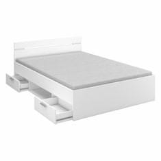 eoshop Multifunkcionalni krevet MICHIGAN 140x200 cm, biserno bijeli, s ladicama i nišom