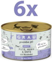 Grau GP Adult konzerva za mačke, puretina & piletina & patka, 6 x 200 g
