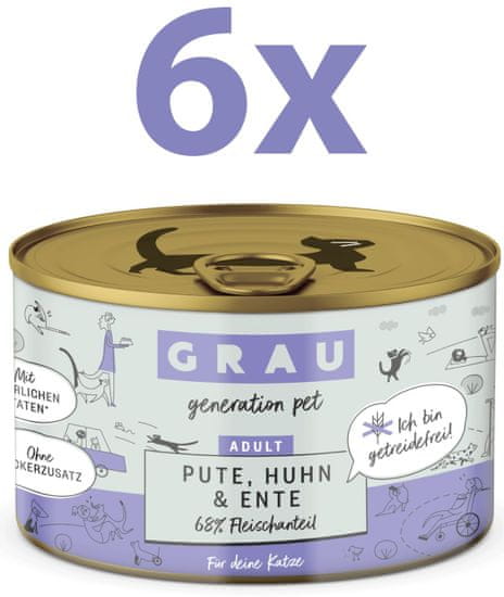 Grau GP Adult konzerva za mačke, puretina & piletina & patka, 6 x 200 g