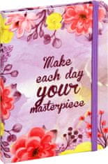 nb grafo Notes - bilježnica A5 crte tvrde korice, 96 listova, s gumicom, 0815.14, Daisy lila