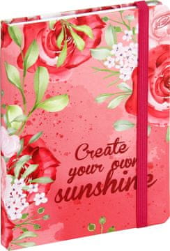 nb grafo Notes - bilježnica A5 crte tvrde korice, 96 listova, s gumicom, 0815.12, Daisy roza