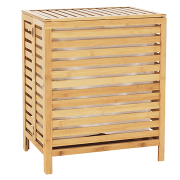 eoshop Bambusova košara za rublje s 2 pretinca i perivom vrećom, 105 l, MENORK 50x35x60 cm