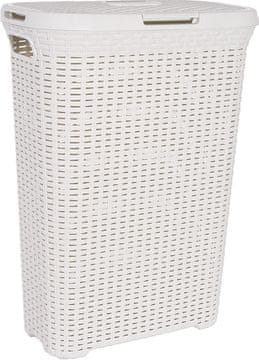 CURVER Košara za Rublje 40L, Imitacija Ratana, Krem, Izdržljiv Plastični Dizajn