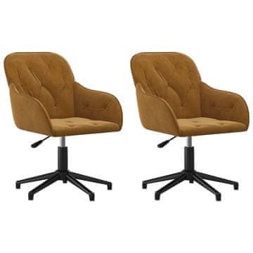 Vidaxl Okretne blagovaonske stolice 2 kom smeđe baršunaste