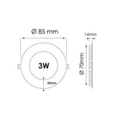 master LED 3W ugrađeni LED panel 4000K okrugli 85mm