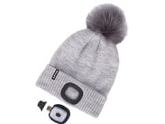 Extol Light LED svjetlosni šešir 43465 4x45lm, USB punjenje, svijetlosiva s pompom, univerzalna veličina