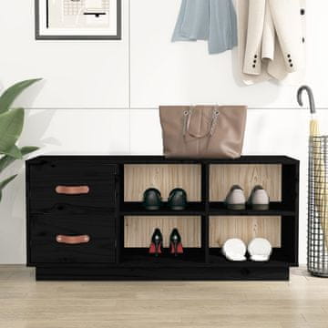 Vidaxl Ormarić za cipele crni 100x34x45 cm masivni borov drvo