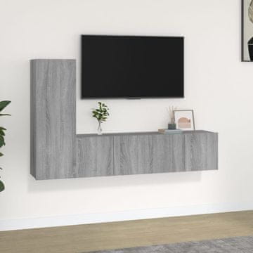 Vidaxl Set od 3 TV ormarića, sivi hrast sonoma, materijal na bazi drva