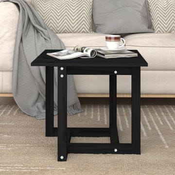 Vidaxl Klub stolić crni 50x50x45 cm masivni borov drvo