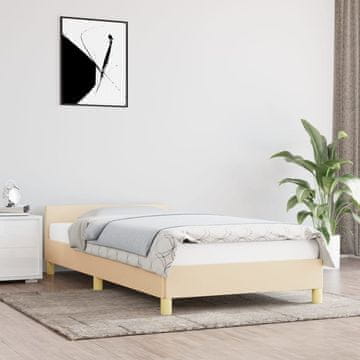 Vidaxl Okvir kreveta s uzglavljem bez madraca, krem, tkanina 90x200 cm